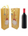 Tradineur - Bolsa de cartón para botella de vino con diseños navideños, bolsa de regalo con asas para envolver champán, 36 x 12,