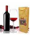 Tradineur - Bolsa de cartón para botella de vino con diseños navideños, bolsa de regalo con asas para envolver champán, 36 x 12,