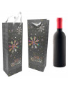 Tradineur - Bolsa para botella de vino de cartón con diseños navideños, bolsa de regalo con asas para envolver champán, 36 x 12,