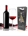 Tradineur - Bolsa para botella de vino de cartón con diseños navideños, bolsa de regalo con asas para envolver champán, 36 x 12,