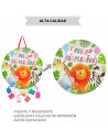 Tradineur - Piñata redonda de feliz cumpleaños con animales, cartón, rellenar con golosinas, chuches, decoración infantil para f