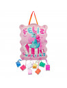 Tradineur - Piñata de dinosaurio rosa, feliz cumpleaños, cartón, rellenar con golosinas, chuches, decoración infantil para fiest