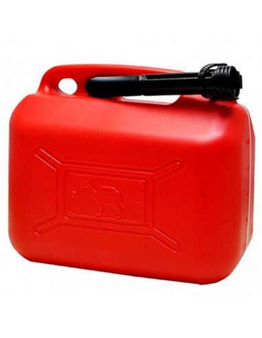 Tradineur - Bidón gasolina con embudo 5 litros, tanque, garrafa combustible de plástico con cánula, tubo flexible 26 x 25 x 14 c
