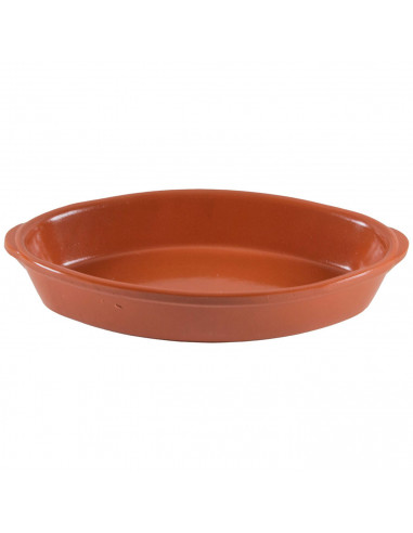 Tradineur - Bandeja ovalada de barro refractario, fuente para cocinar al horno, asar, apta para microondas y lavavajillas, 43,3