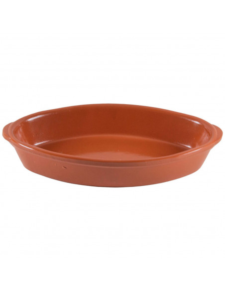 Tradineur - Bandeja ovalada de barro refractario, fuente para cocinar al horno, asar, apta para microondas y lavavajillas, 43,3