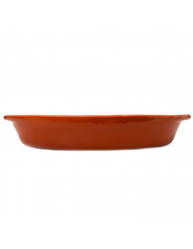 Tradineur - Bandeja ovalada de barro refractario, fuente para cocinar al horno, asar, apta para microondas y lavavajillas, 43,3