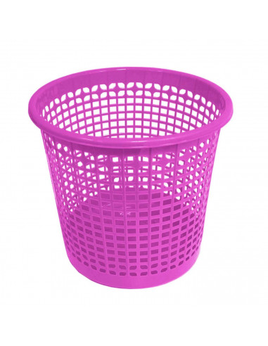 Papelera clasica tipo office, de color surtido, de 27 x 25 x 25 cm. Contenedor de plastico de colores variados y alegres para ho
