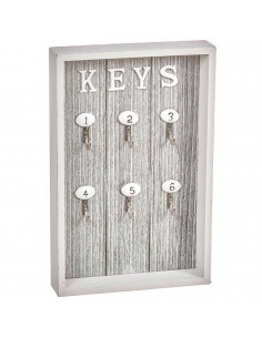 Tradineur - Colgador de llaves de madera con 6 ganchos, cuelga llaves de pared, soporte, organizador de llaveros, entrada, salón