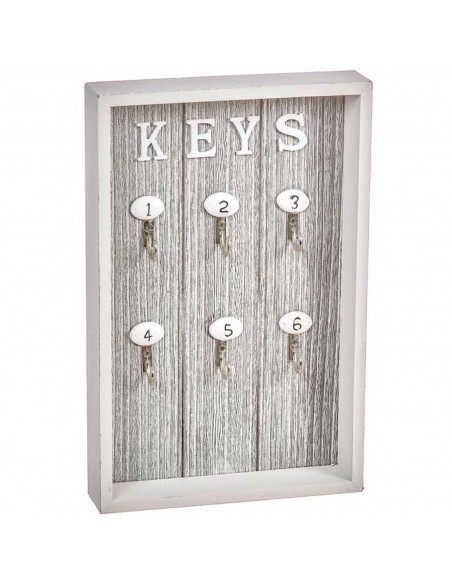 Tradineur - Colgador de llaves de madera con 6 ganchos, cuelga llaves de pared, soporte, organizador de llaveros, entrada, salón