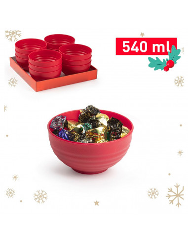 Tradineur - Cuenco decorativo para navidad - Fabricado en España - Capacidad 540 ml - Ø 13 x 7 cm - Color Granate