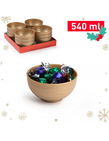 Tradineur - Cuenco decorativo para navidad - Fabricado en España - Capacidad 540 ml - Ø 13 x 7 cm - Color Dorado
