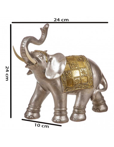 Tradineur - Elefante plateado de resina y plástico, figura, escultura decorativa para el hogar, oficina, espacios interiores, 24