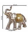 Tradineur - Elefante plateado de resina y plástico, figura, escultura decorativa para el hogar, oficina, espacios interiores, 24