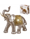 Tradineur - Elefante plateado de resina y plástico, figura, escultura decorativa para el hogar, oficina, espacios interiores, 24