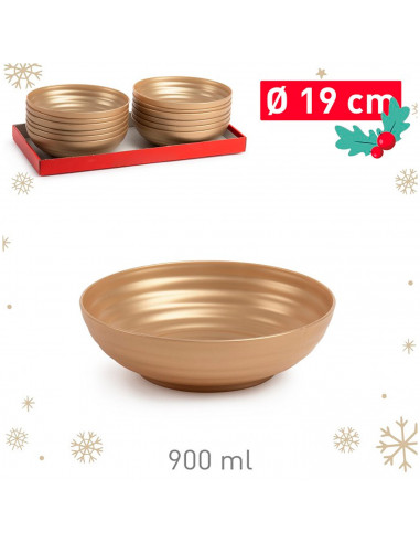 Tradineur - Plato hondo decorativo para navidad - Reutilizable - Fabricado en España - Capacidad 900 ml - Ø 19 x 5,5 cm - Color