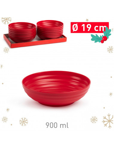 Tradineur - Plato hondo decorativo para navidad - Reutilizable - Fabricado en España - Capacidad 900 ml - Ø 19 x 5,5 cm - Color