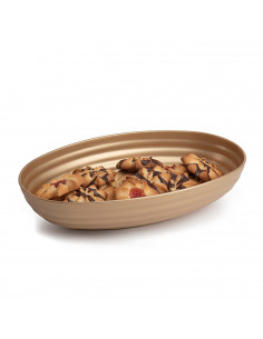 Tradineur - Bandeja ovalada para decoracion de navidad - Fabricado en España - Capacidad 1080 ml - 5 x 16 x 24 cm - Color Dorado