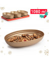 Tradineur - Bandeja ovalada para decoracion de navidad - Fabricado en España - Capacidad 1080 ml - 5 x 16 x 24 cm - Color Dorado