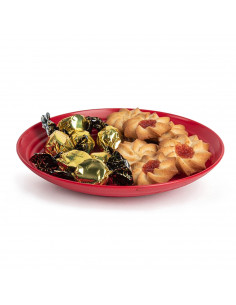 Tradineur - Plato decorativo para navidad - Fabricado en España - Capacidad 500 ml - Ø 20 x 2,5 cm - Color Granate