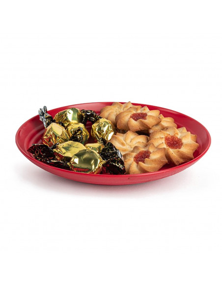 Tradineur - Plato decorativo para navidad - Fabricado en España - Capacidad 500 ml - Ø 20 x 2,5 cm - Color Granate