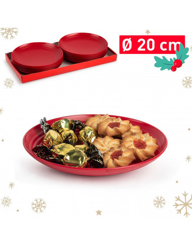 Tradineur - Plato decorativo para navidad - Fabricado en España - Capacidad 500 ml - Ø 20 x 2,5 cm - Color Granate