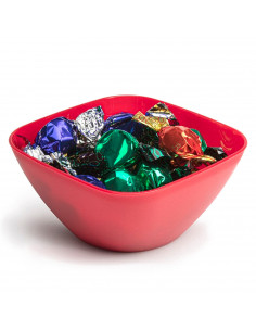 Tradineur - Bowl cuadrado decorativo para navidad - Fabricado en España - Capacidad 1,8 L - 8 x 20 x 20 cm - Color Granate
