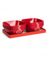 Tradineur - Bowl cuadrado decorativo para navidad - Fabricado en España - Capacidad 1,8 L - 8 x 20 x 20 cm - Color Granate