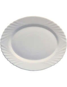 Tradineur - Fuente de color blanco con forma ovalada, de 36 x 5 x 26 cm. Recipiente para servir comidas de aspecto clasico de vi