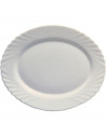 Tradineur - Fuente de color blanco con forma ovalada, de 36 x 5 x 26 cm. Recipiente para servir comidas de aspecto clasico de vi