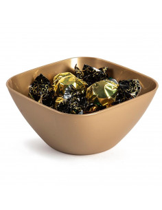 Tradineur - Bowl cuadrado decorativo para navidad - Fabricado en España - Capacidad 1,8 L - 8 x 20 x 20 cm - Color Dorado