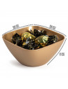 Tradineur - Bowl cuadrado decorativo para navidad - Fabricado en España - Capacidad 1,8 L - 8 x 20 x 20 cm - Color Dorado