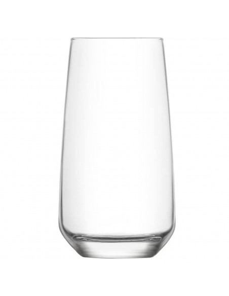 Tradineur - Set de 6 vasos altos de cristal "Lal", base gruesa, resistentes, aptos para lavavajillas, refrescos, agua, bebidas,