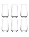 Tradineur - Set de 6 vasos altos de cristal "Lal", base gruesa, resistentes, aptos para lavavajillas, refrescos, agua, bebidas,
