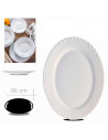 Tradineur - Fuente de color blanco con forma ovalada, de 36 x 5 x 26 cm. Recipiente para servir comidas de aspecto clasico de vi