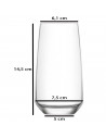 Tradineur - Set de 6 vasos altos de cristal "Lal", base gruesa, resistentes, aptos para lavavajillas, refrescos, agua, bebidas,