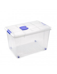 Caja de plástico transparente de 35,5 x 58 x 39 cm, con capacidad de 55 litros, Contenedor de plástico para almacenamiento con t