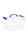 Tradineur - Caja de plástico transparente de 34 x 18 x 27 cm, con capacidad de 12 litros, Contenedor de plástico para almacenami
