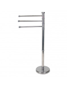 Tradineur - Toallero de pie metálico con 3 barras, base redonda, soporte para toallas, accesorios de baño, aseo (Gris, 85 x 22 c