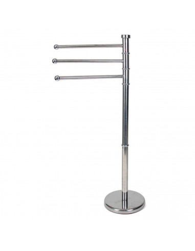 Tradineur - Toallero de pie metálico con 3 barras, base redonda, soporte para toallas, accesorios de baño, aseo (Gris, 85 x 22 c