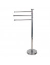 Tradineur - Toallero de pie metálico con 3 barras, base redonda, soporte para toallas, accesorios de baño, aseo (Gris, 85 x 22 c