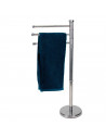 Tradineur - Toallero de pie metálico con 3 barras, base redonda, soporte para toallas, accesorios de baño, aseo (Gris, 85 x 22 c