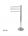 Tradineur - Toallero de pie metálico con 3 barras, base redonda, soporte para toallas, accesorios de baño, aseo (Gris, 85 x 22 c