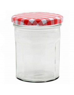 Tradineur - Tarro multiusos de vidrio, bote, frasco facetado con tapa de rosca, guardar mermelada, miel, frutos secos, especias