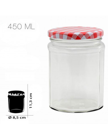 Tradineur - Tarro multiusos de vidrio, bote, frasco facetado con tapa de rosca, guardar mermelada, miel, frutos secos, especias
