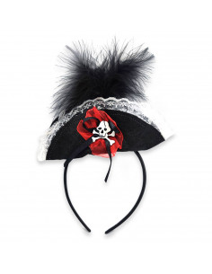 Tradineur - Diadema de catrina para Halloween - Apto para combinar con disfraces en fiestas y celebraciones, carnaval - Color ne