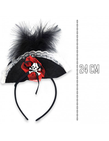Tradineur - Diadema de catrina para Halloween - Apto para combinar con disfraces en fiestas y celebraciones, carnaval - Color ne