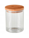 Tradineur - Tarro de vidrio de borosilicato con tapa de madera de bambú, bote, frasco, recipiente para café, pasta, galletas, le