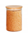 Tradineur - Tarro de vidrio borosilicato con tapa de madera de bambú, bote, frasco, recipiente para café, pasta, galletas, legum