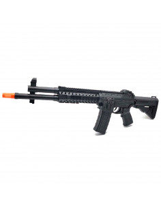 Tradineur - Rifle de asalto con fricción y sonido - Fabricado en plástico - Ideal para complementar un disfraz de soldado o poli