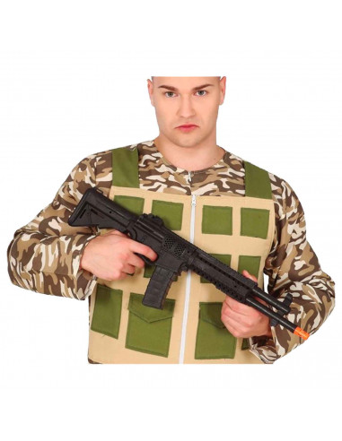 Tradineur - Rifle de asalto con fricción y sonido - Fabricado en plástico - Ideal para complementar un disfraz de soldado o poli